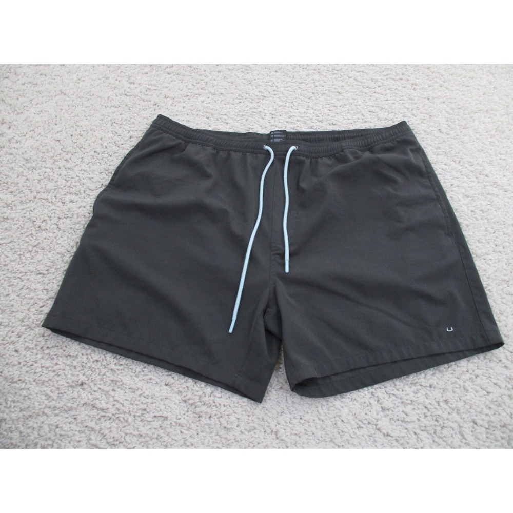 Huk Swim Trunks Mens 2XL XXL Black Fishing Lined Lightweight Draw String Beach